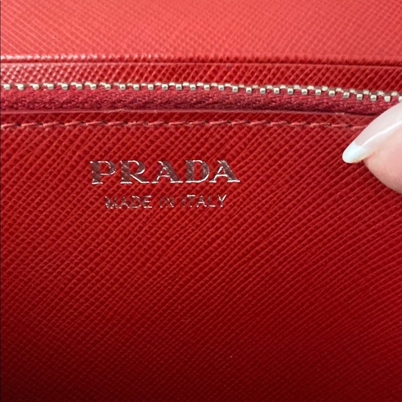 Prada Red Saffinao Studded Borchi Continental Wallet w/Baby Quick Access Pouch - Picture 2 of 14